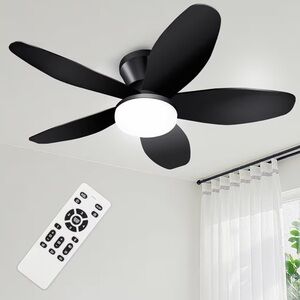 Modern Black Ceiling Fan With Light and Remote